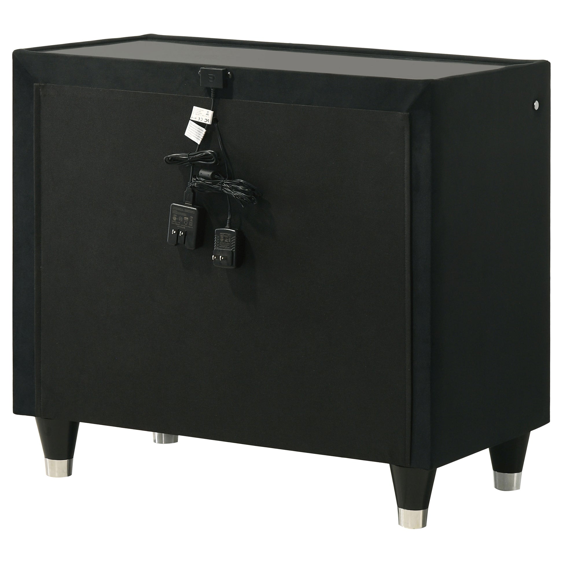 Lorient 2-drawer LED Nightstand with USB Black - Discount Furniture Connection