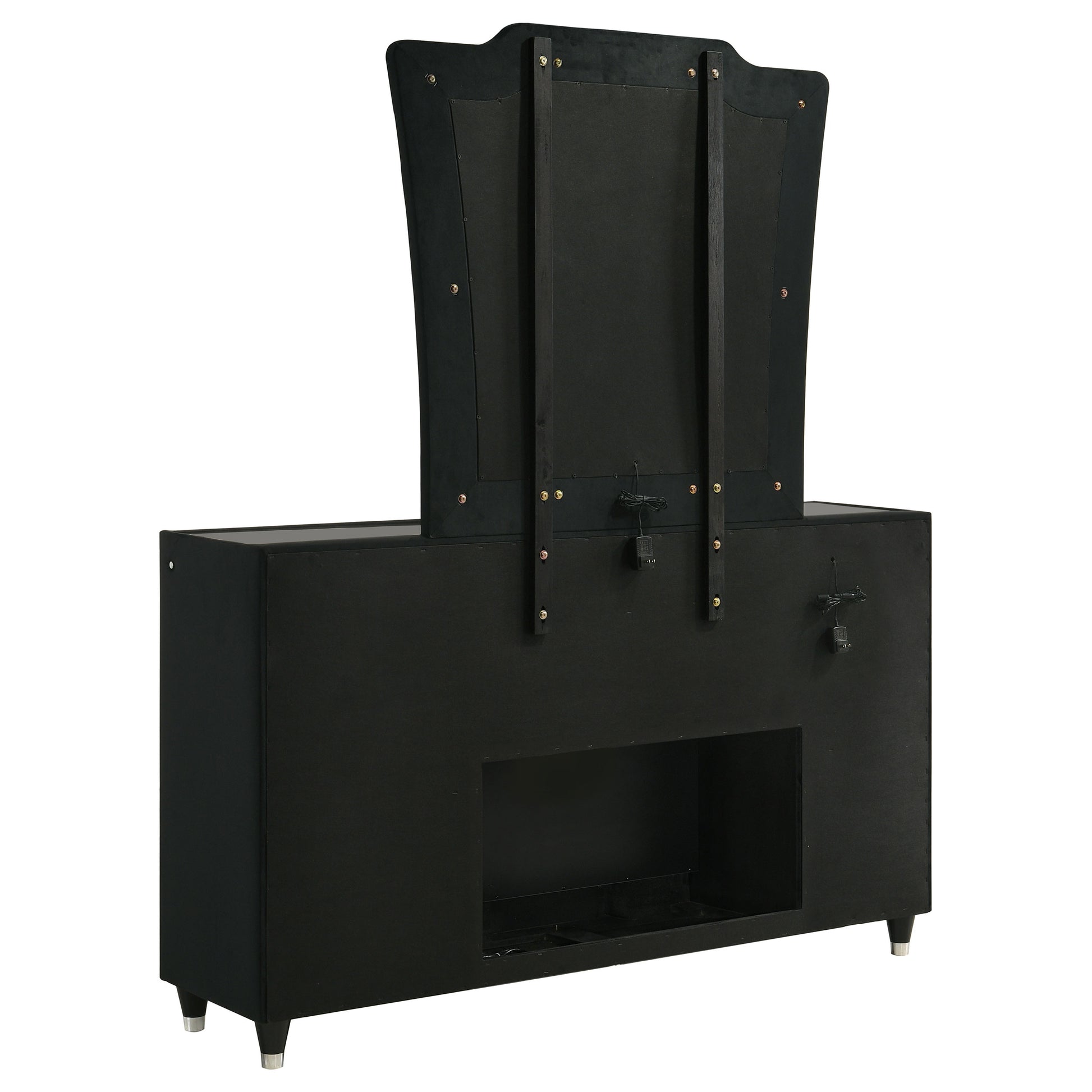 Lorient 8-drawer LED Flame Box Dresser and Mirror Black - Discount Furniture Connection