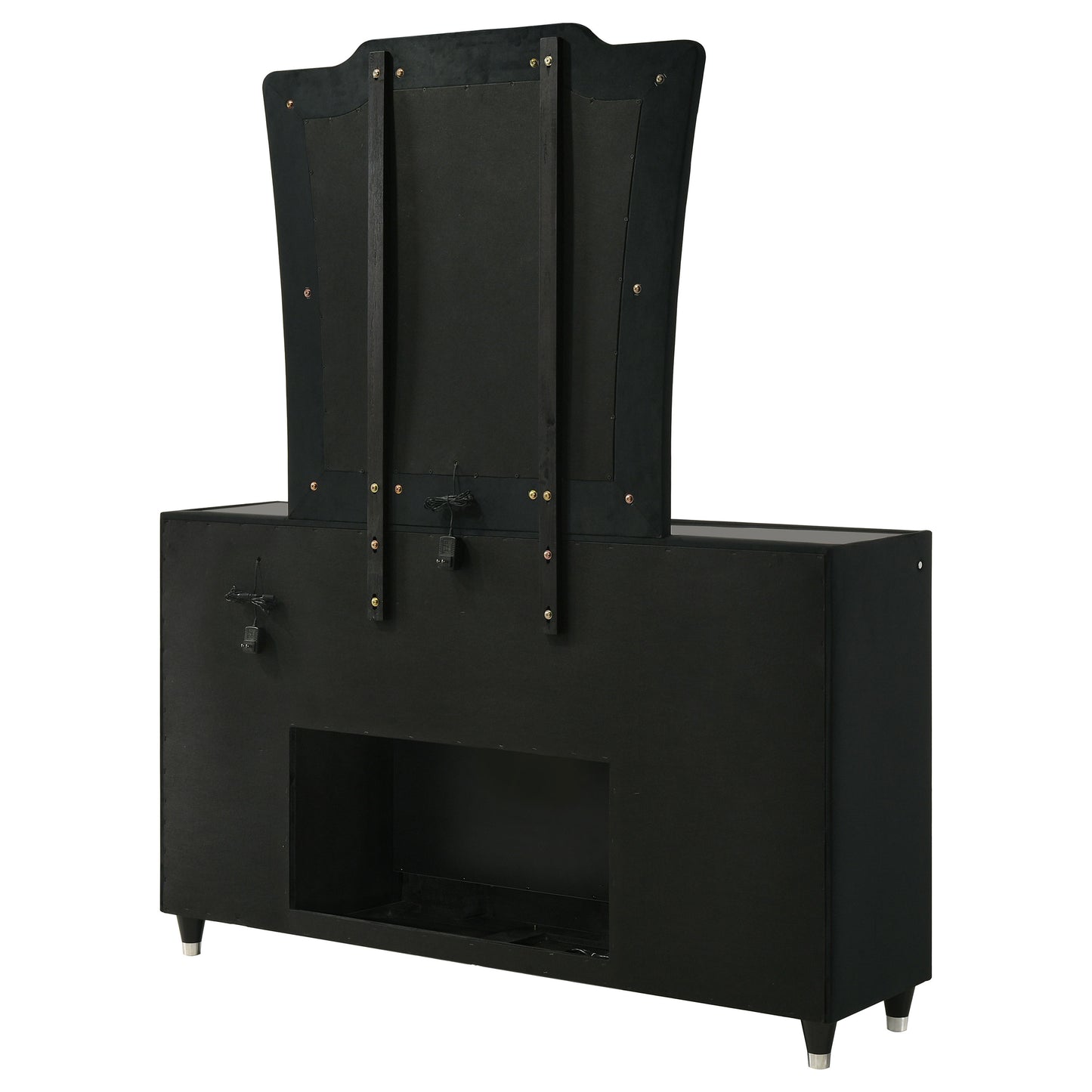 Lorient 8-drawer LED Flame Box Dresser and Mirror Black - Discount Furniture Connection