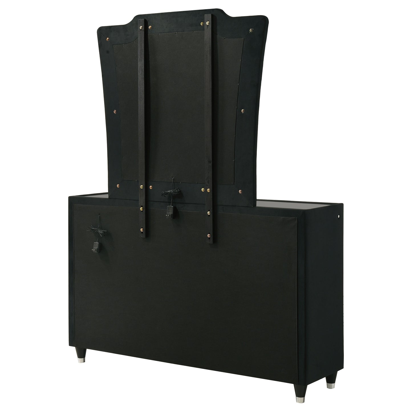 Lorient 8-drawer LED Dresser with Mirror Black - Discount Furniture Connection