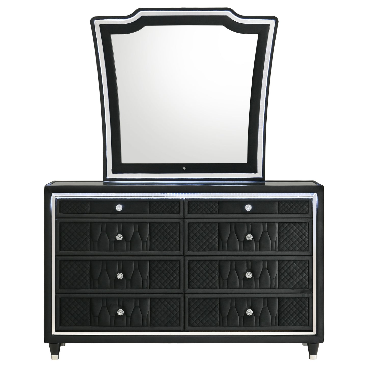 Lorient 8-drawer LED Dresser with Mirror Black - Discount Furniture Connection