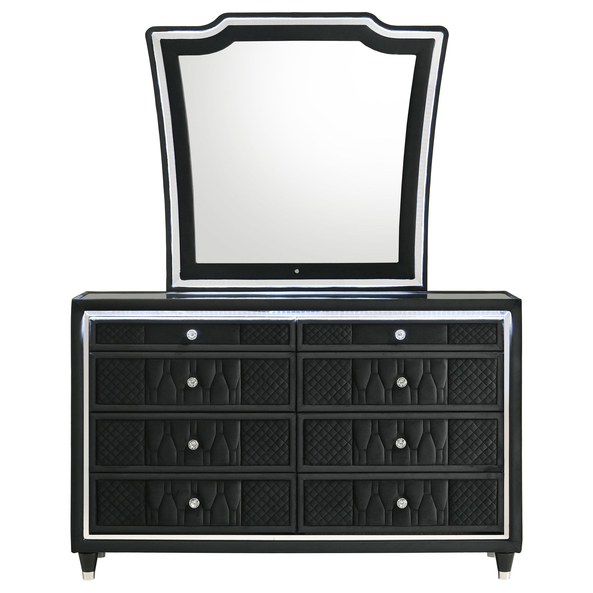 Lorient 8-drawer LED Dresser with Mirror Black - Discount Furniture Connection