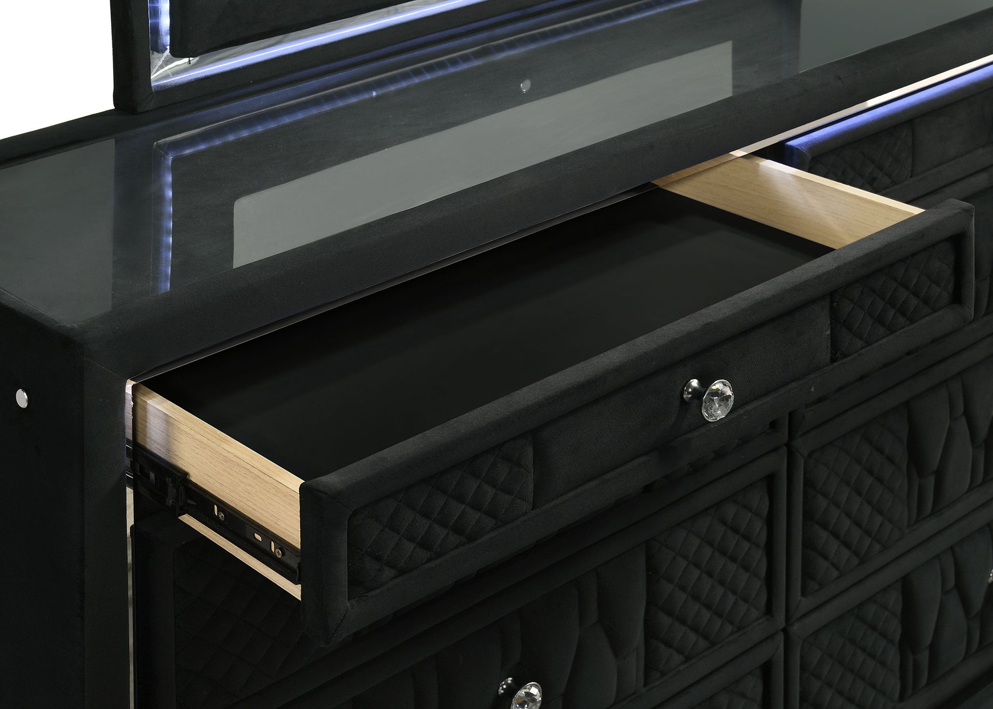 Lorient 8-drawer LED Dresser with Mirror Black - Discount Furniture Connection
