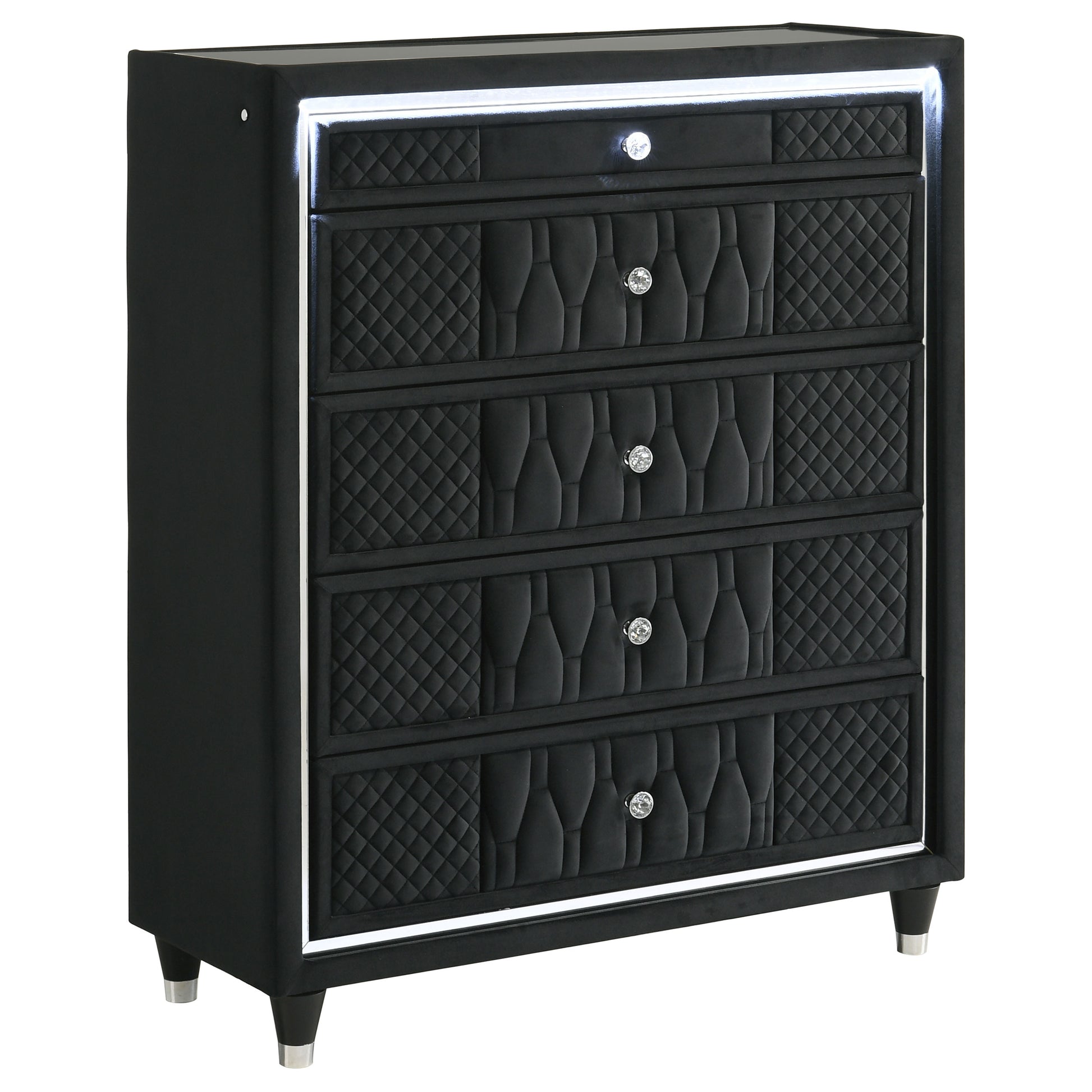 Lorient 5-drawer LED Chest of Drawers Black - Discount Furniture Connection