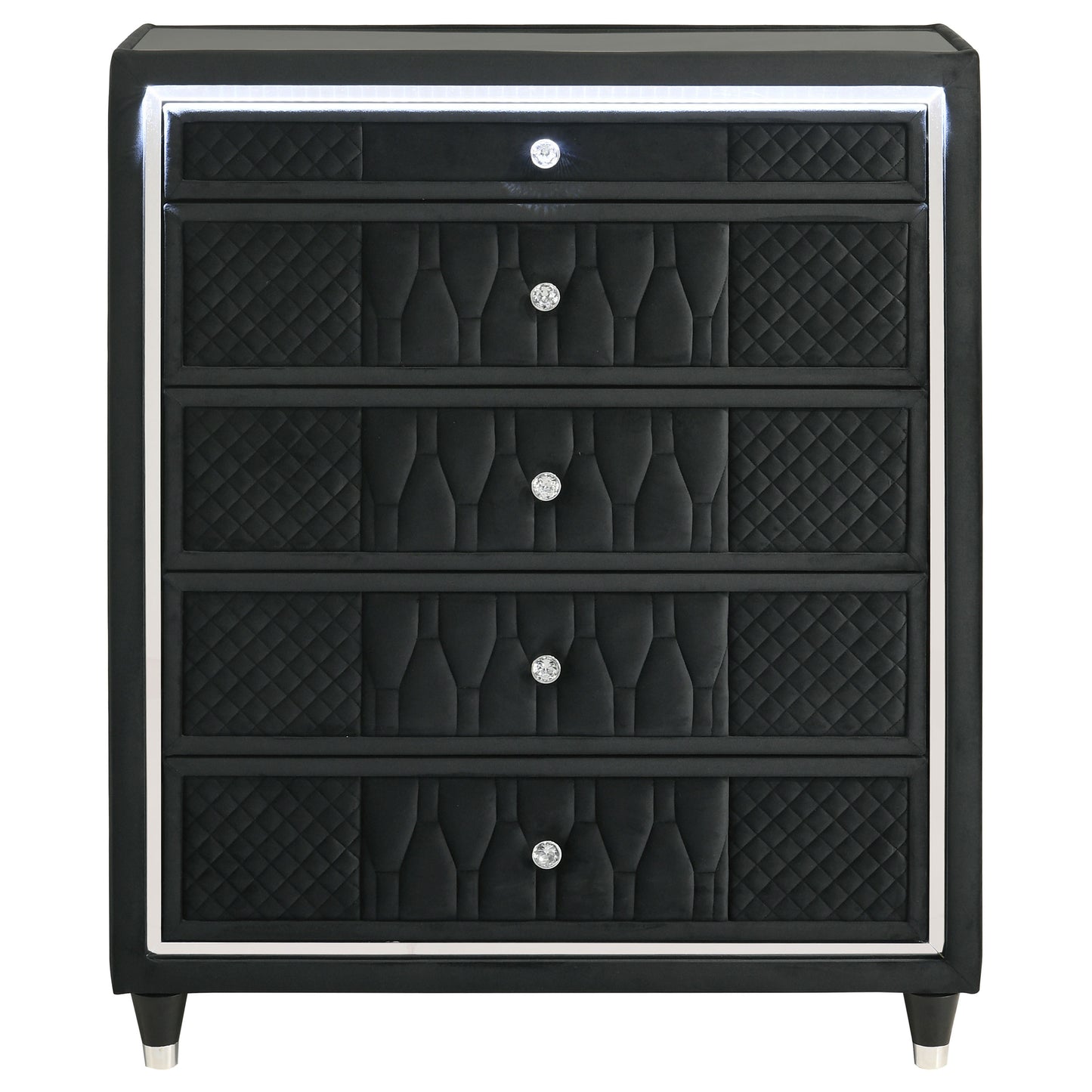 Lorient 5-drawer LED Chest of Drawers Black - Discount Furniture Connection