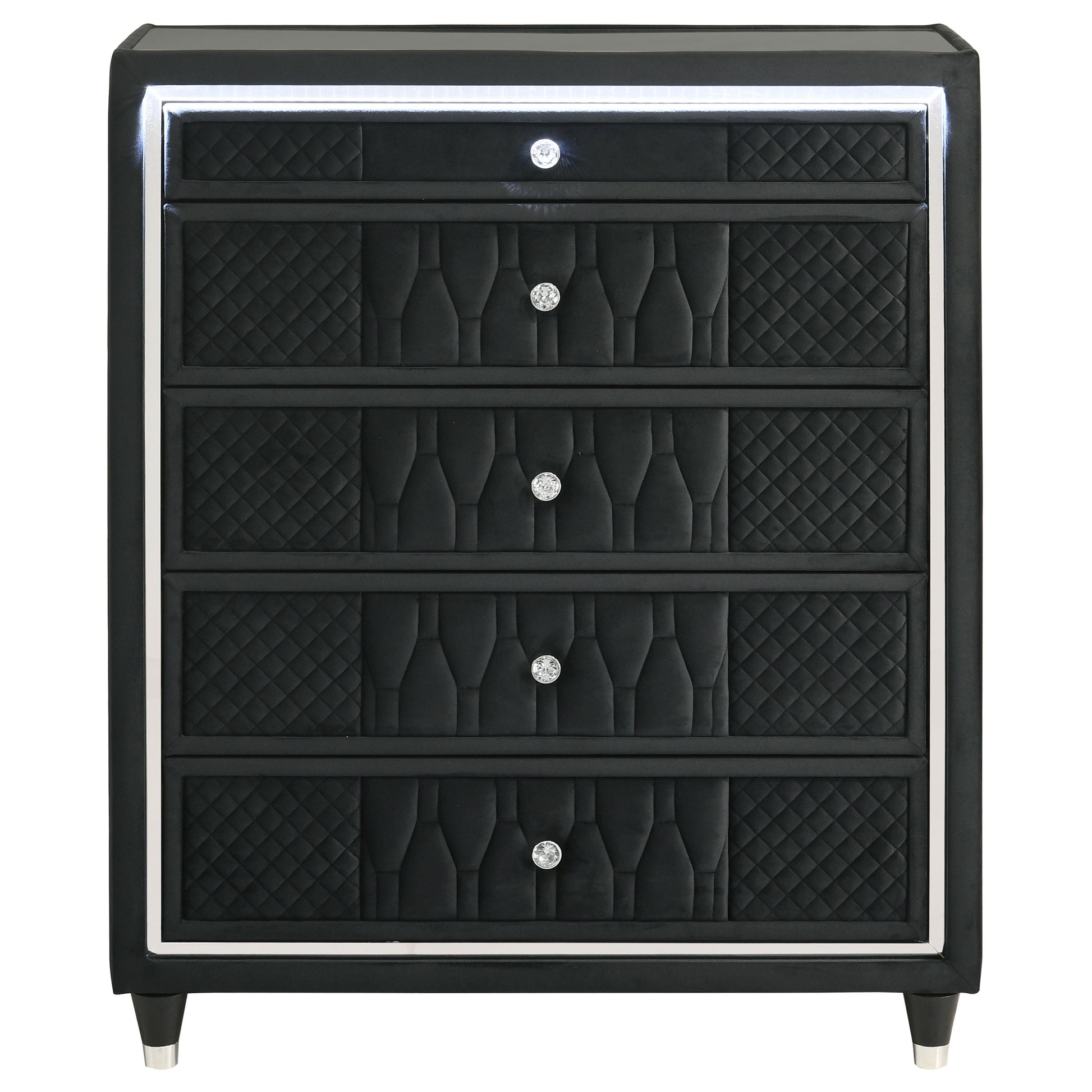 Lorient 5-drawer LED Chest of Drawers Black - Discount Furniture Connection