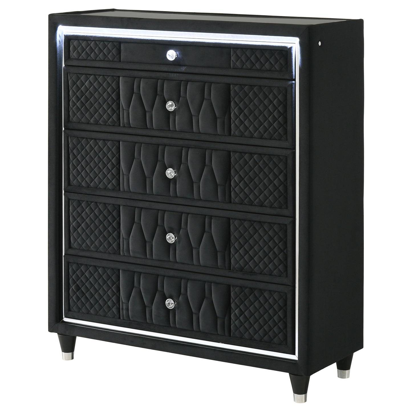 Lorient 5-drawer LED Chest of Drawers Black - Discount Furniture Connection