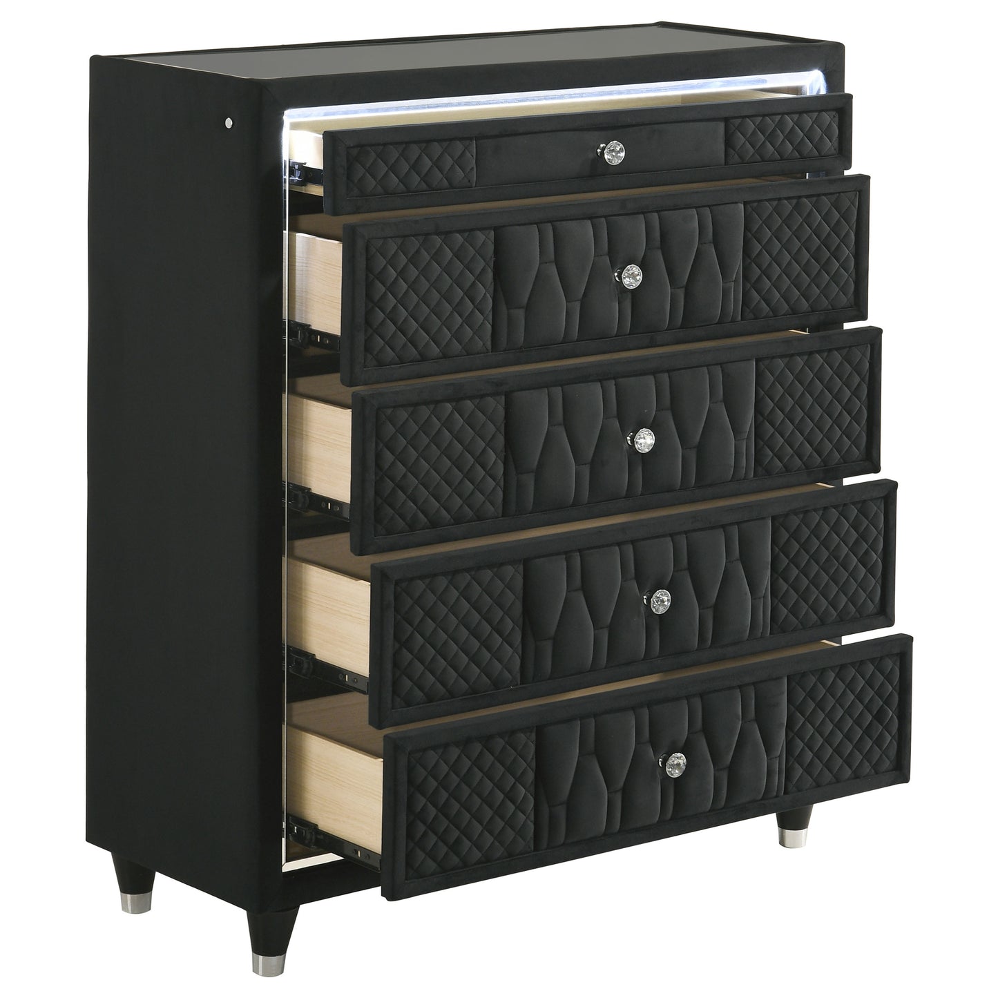 Lorient 5-drawer LED Chest of Drawers Black - Discount Furniture Connection
