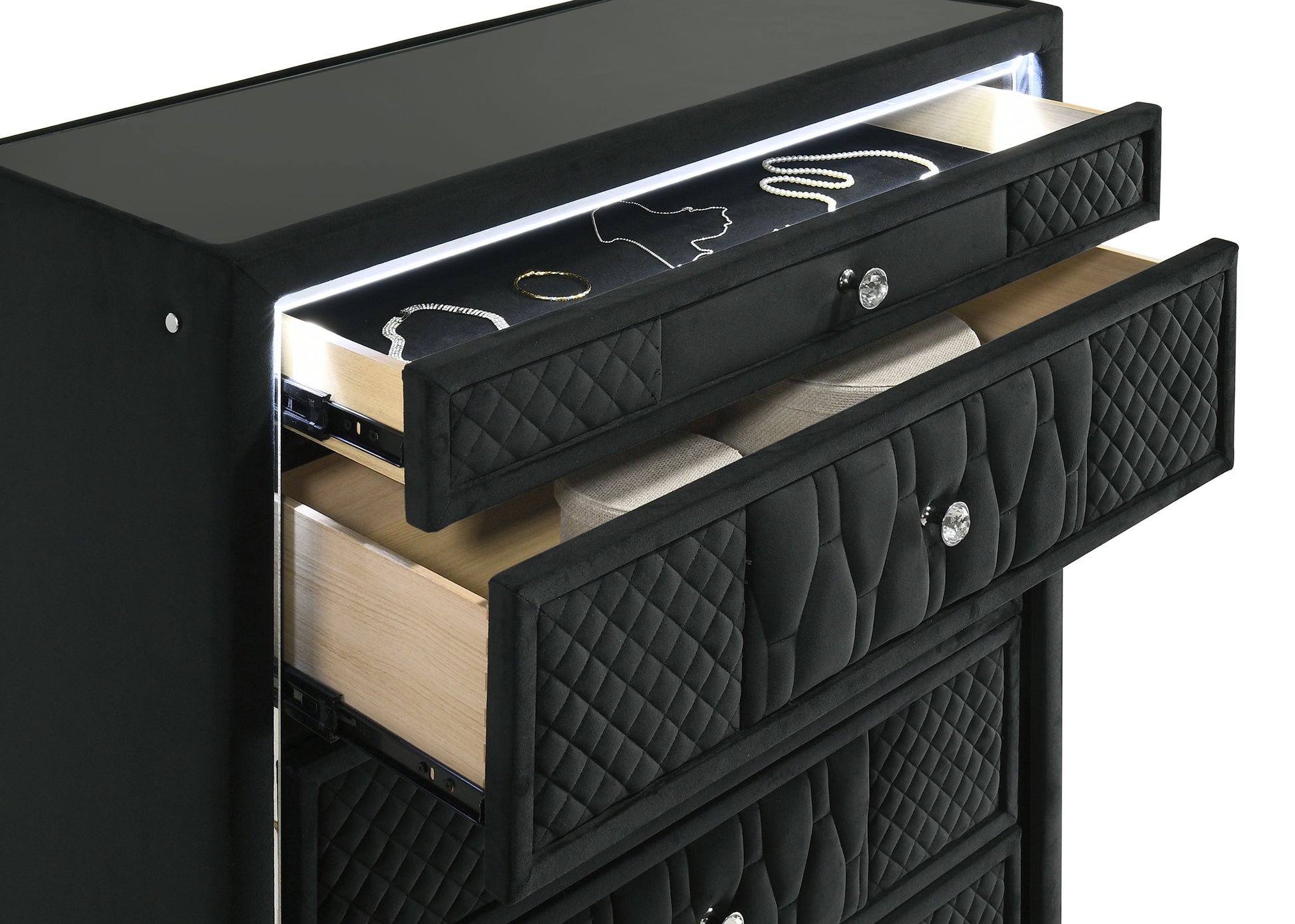 Lorient 5-drawer LED Chest of Drawers Black - Discount Furniture Connection