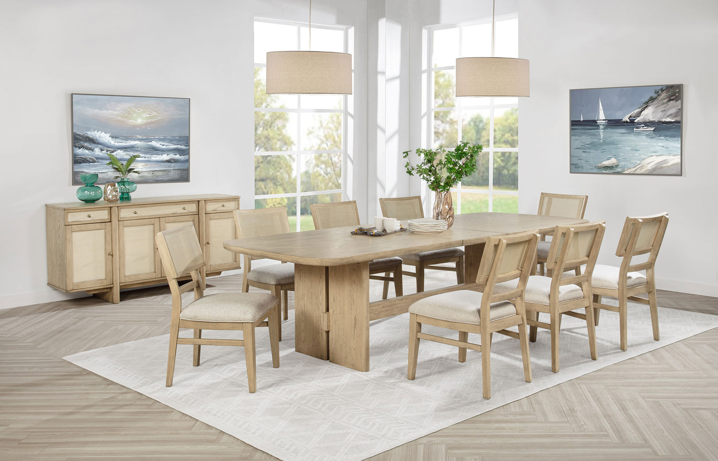 Kailani 110-inch Rectangular Wood Dining Table Beige Oak - Discount Furniture Connection
