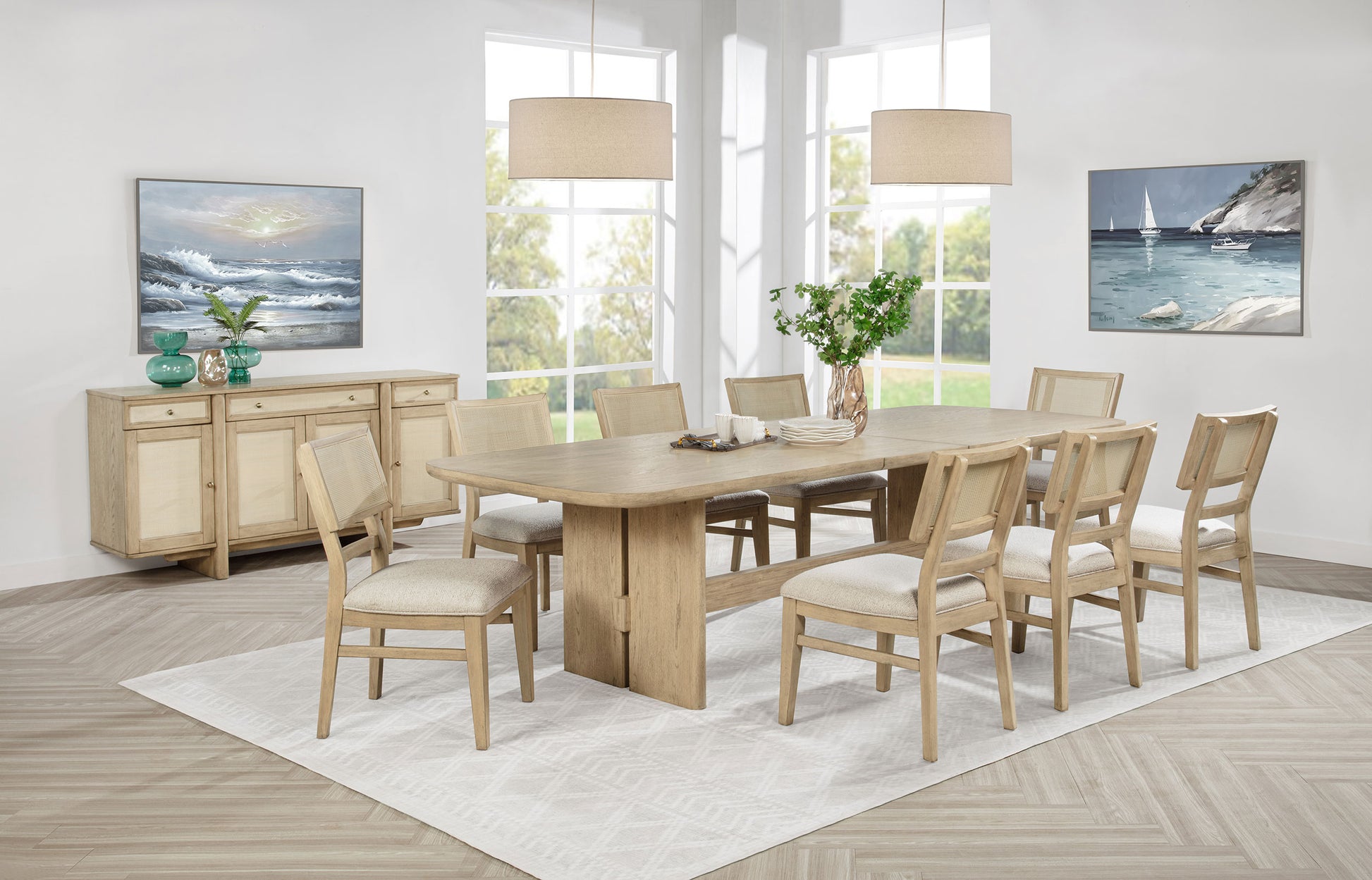 Kailani 110-inch Rectangular Wood Dining Table Beige Oak - Discount Furniture Connection