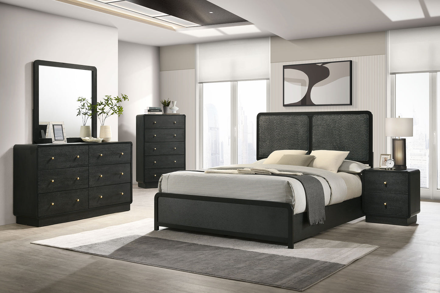 Cavelle 51-inch Upholstered Queen Bed Black - Discount Furniture Connection