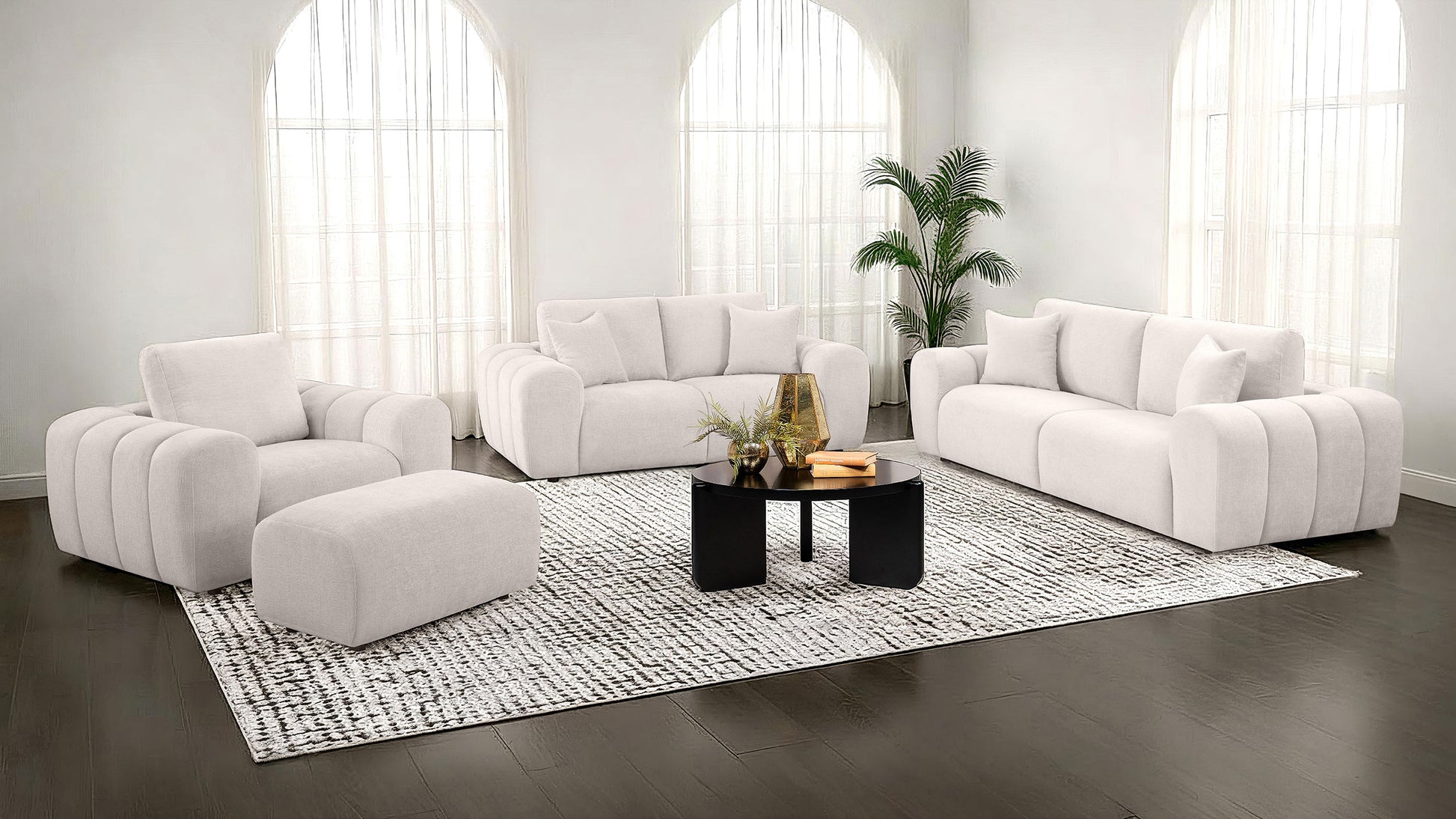 Burnett Chenille Upholstered Accent Chair Ivory - Discount Furniture Connection