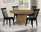 Vaughn 5-Piece 60-96″ w/2-18 Leaves Dining Set, Driftwood & Black Finish