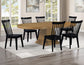 Vaughn 5-Piece 60-96″ w/2-18 Leaves Dining Set, Driftwood & Black Finish