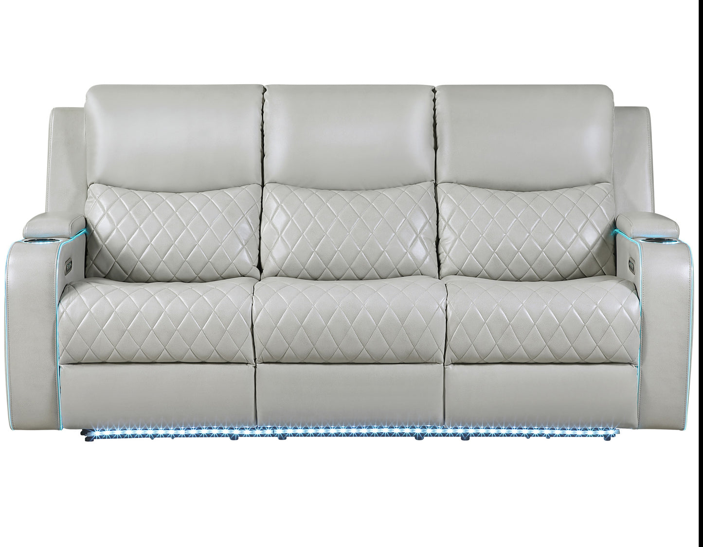 Luna Home Cinema Power Reclining Sofa, Ice Vegan Leather