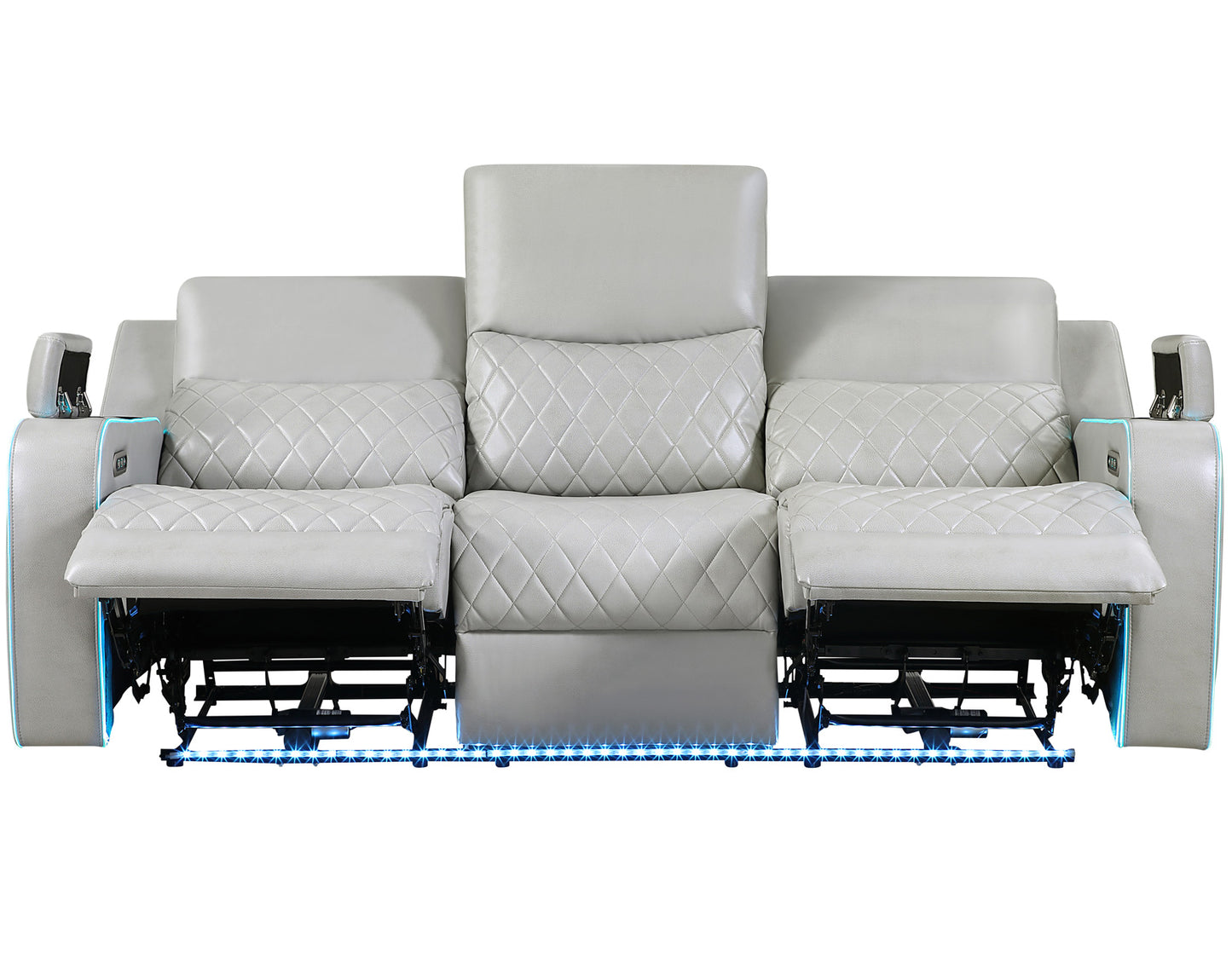 Luna Home Cinema Power Reclining Sofa, Ice Vegan Leather