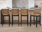 Reid Saddle Brown Vegan Leather 30″ Bar Stool, Black Finish