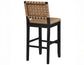 Reid Saddle Brown Vegan Leather 30″ Bar Stool, Black Finish