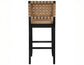 Reid Saddle Brown Vegan Leather 30″ Bar Stool, Black Finish