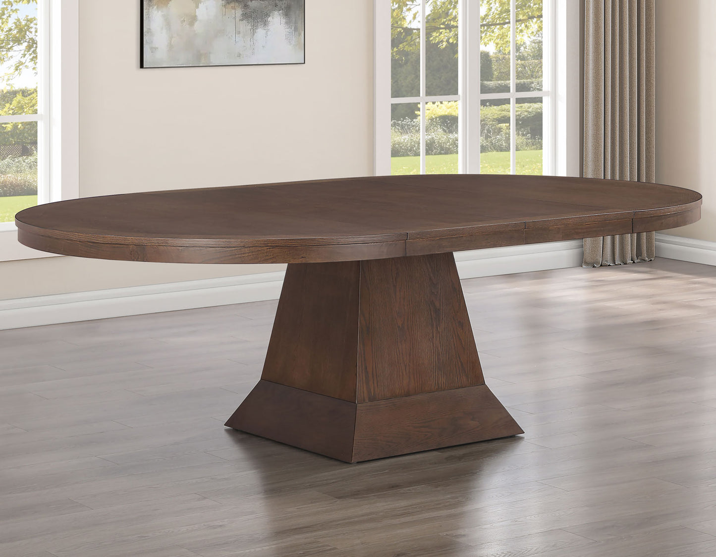 Vaughn 60-96″ Table with 2-18″ Leaves, Coffee Finish