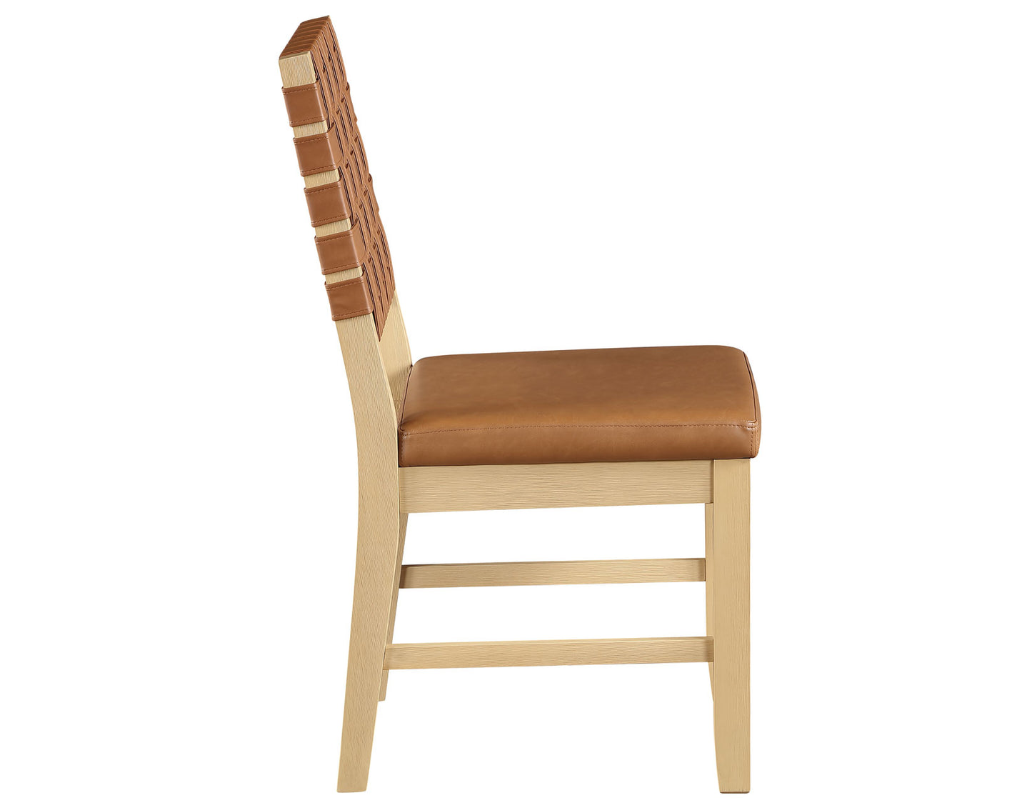 Reid Camel Vegan Leather Side Chair, Sand Finish
