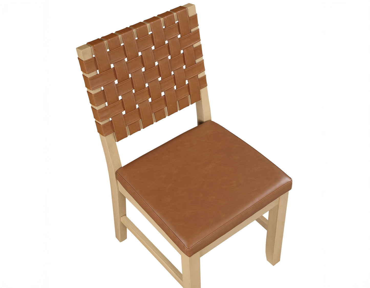 Reid Camel Vegan Leather Side Chair, Sand Finish