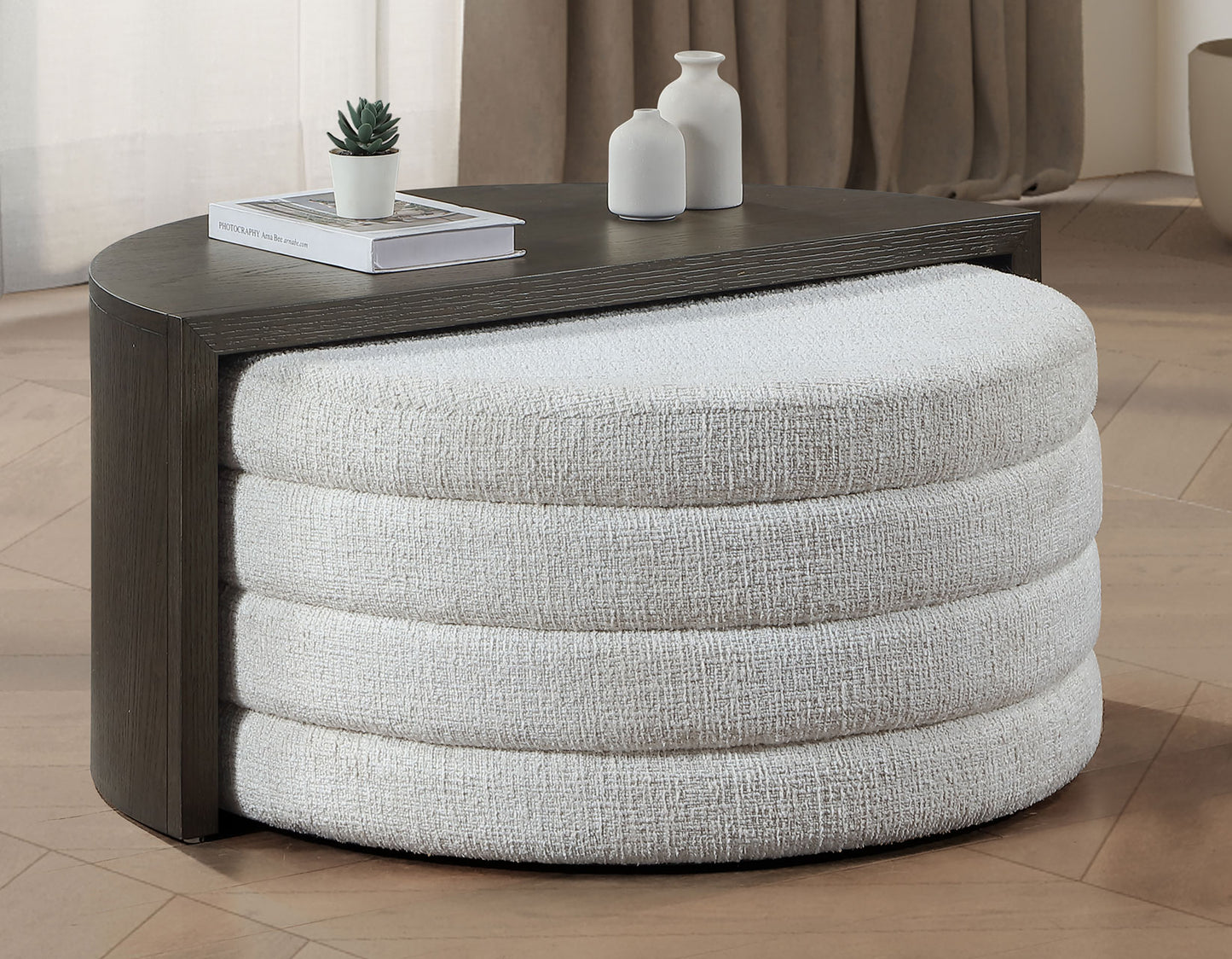 Florence, Black
Nesting Cocktail Table with Castered Ottoman