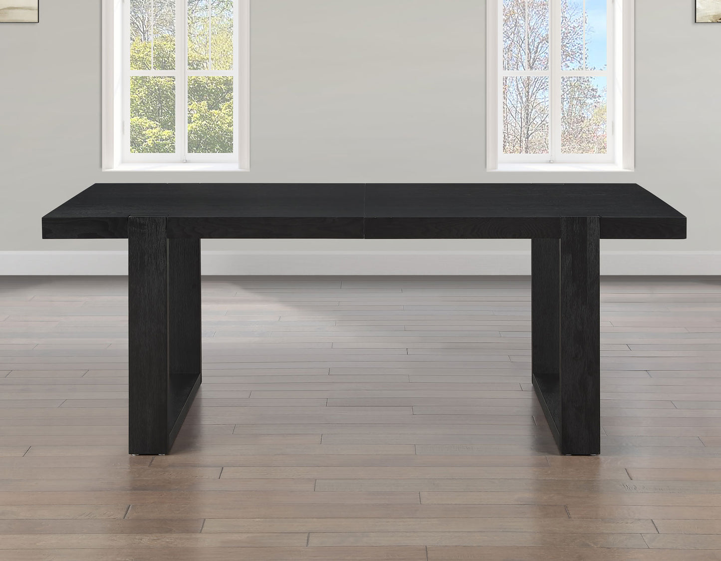 Reid 77-95″ Dining Table with 18″ Leaf, Black Finish