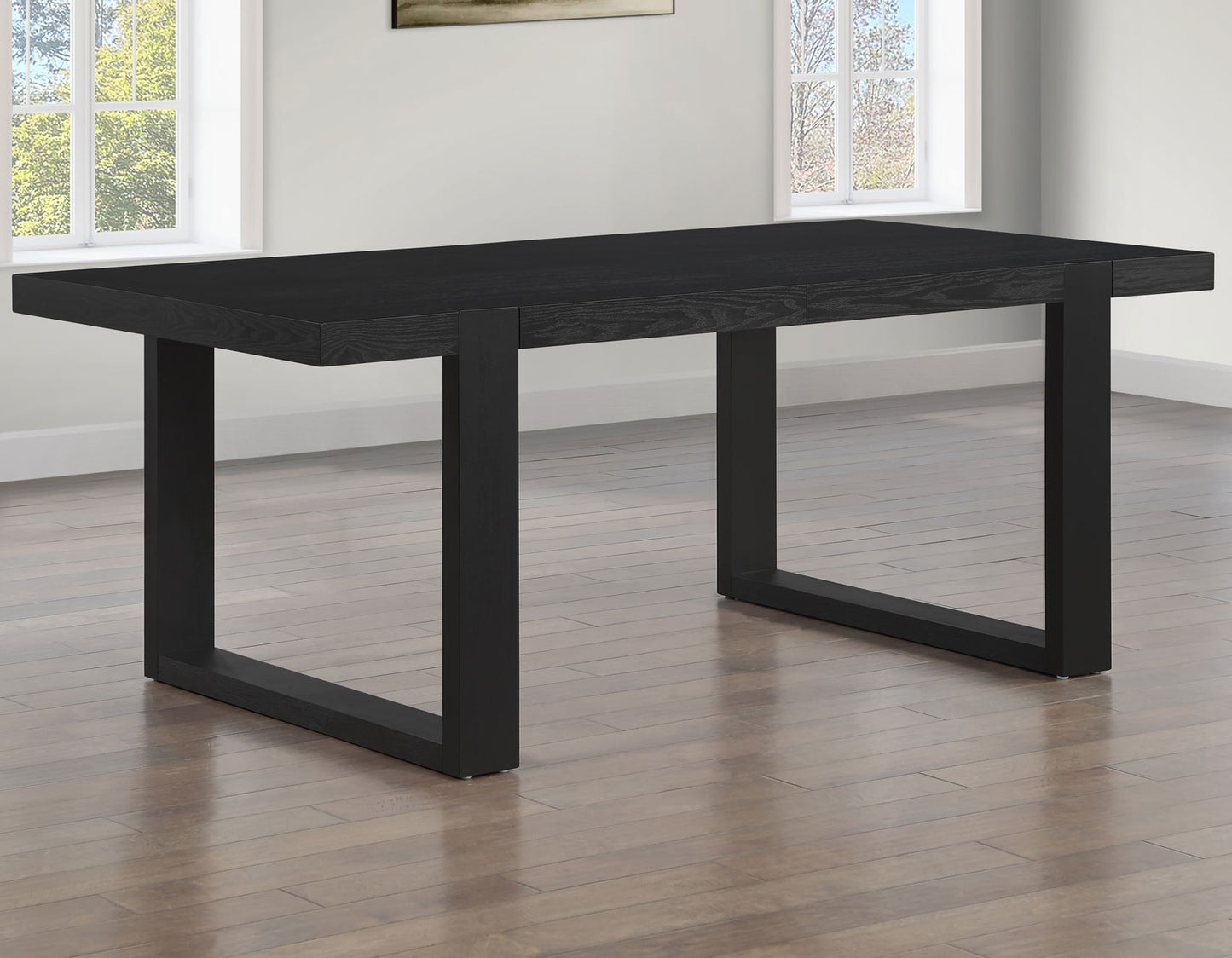 Reid 5-Piece Dining Set, Black Finish with Saddle Brown Vegan Leather