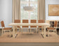 Reid 5-Piece 77-95″ Dining Set, Sand Finish with Camel Vegan Leather