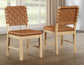 Reid 5-Piece 77-95″ Dining Set, Sand Finish with Camel Vegan Leather