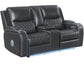 Luna Home Cinema Power Reclining Console Loveseat, Charcoal Vegan Leather