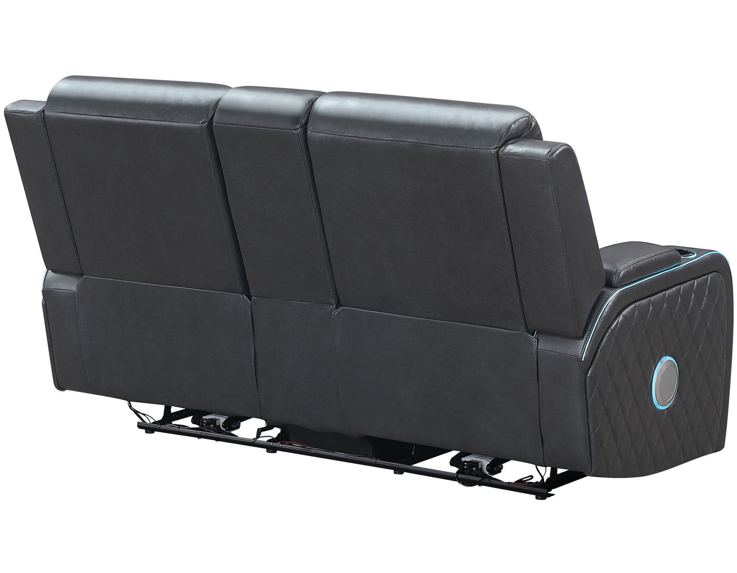 Luna Home Cinema Power Reclining Console Loveseat, Charcoal Vegan Leather