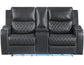 Luna Home Cinema Power Reclining Console Loveseat, Charcoal Vegan Leather