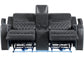 Luna Home Cinema Power Reclining Console Loveseat, Charcoal Vegan Leather
