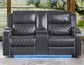 Luna Home Cinema Power Reclining Console Loveseat, Charcoal Vegan Leather