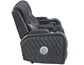 Luna Home Cinema Power Reclining Console Loveseat, Charcoal Vegan Leather