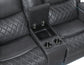 Luna Home Cinema Power Reclining Console Loveseat, Charcoal Vegan Leather