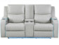 Luna Home Cinema Power Reclining Console Loveseat, Ice Vegan Leather