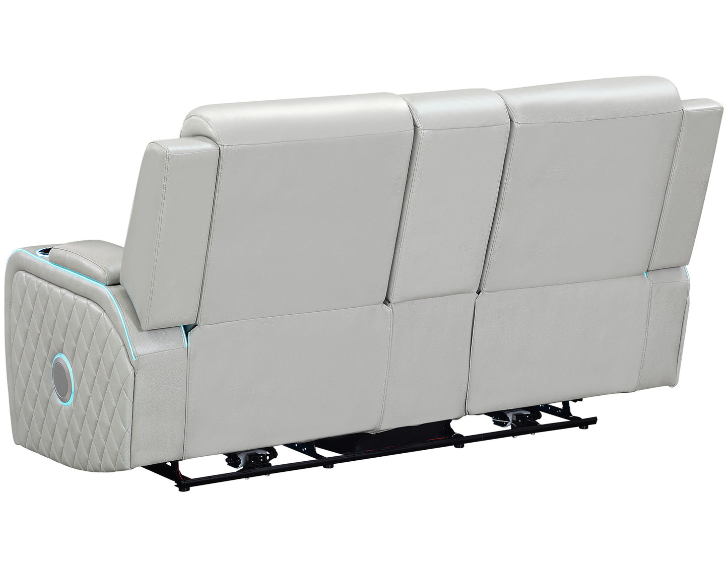 Luna Home Cinema Power Reclining Console Loveseat, Ice Vegan Leather