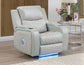 Luna Home Cinema Power Recliner, Ice Vegan Leather