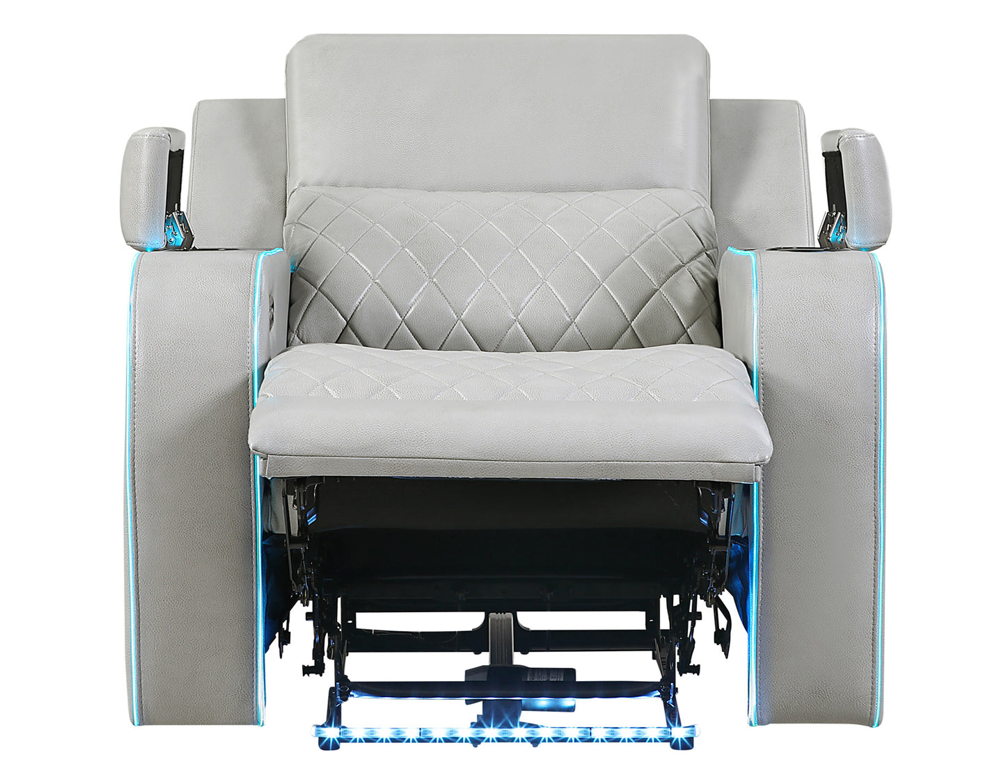Luna Home Cinema Power Recliner, Ice Vegan Leather