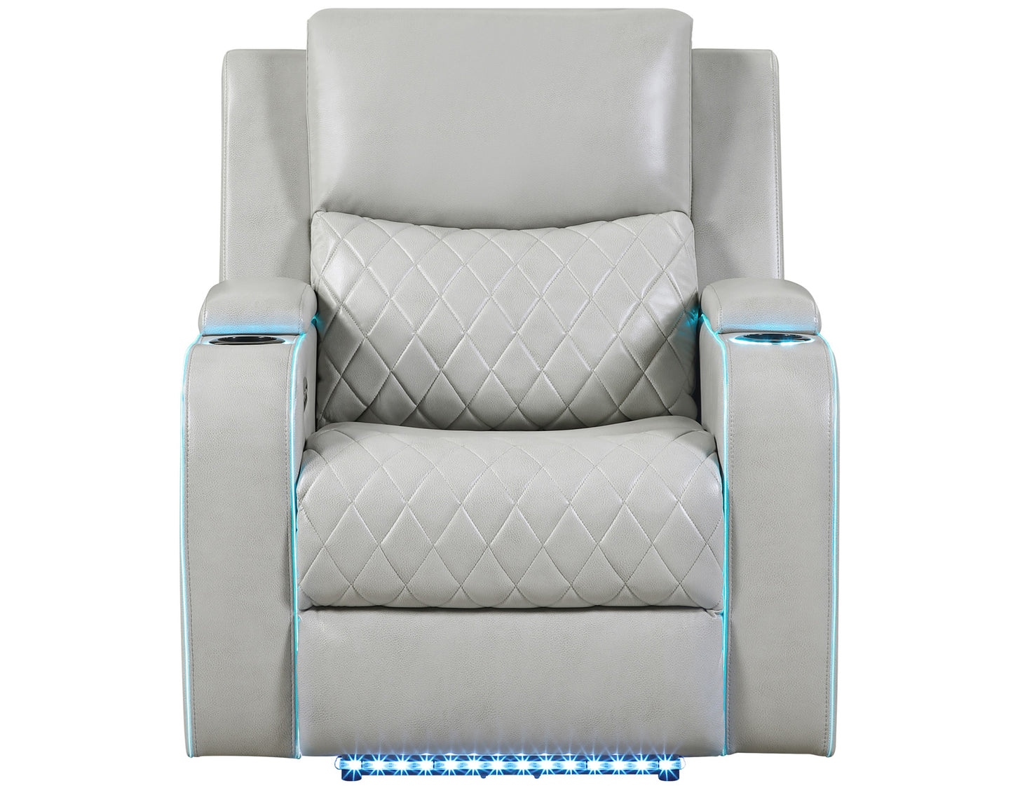 Luna Home Cinema Power Recliner, Ice Vegan Leather