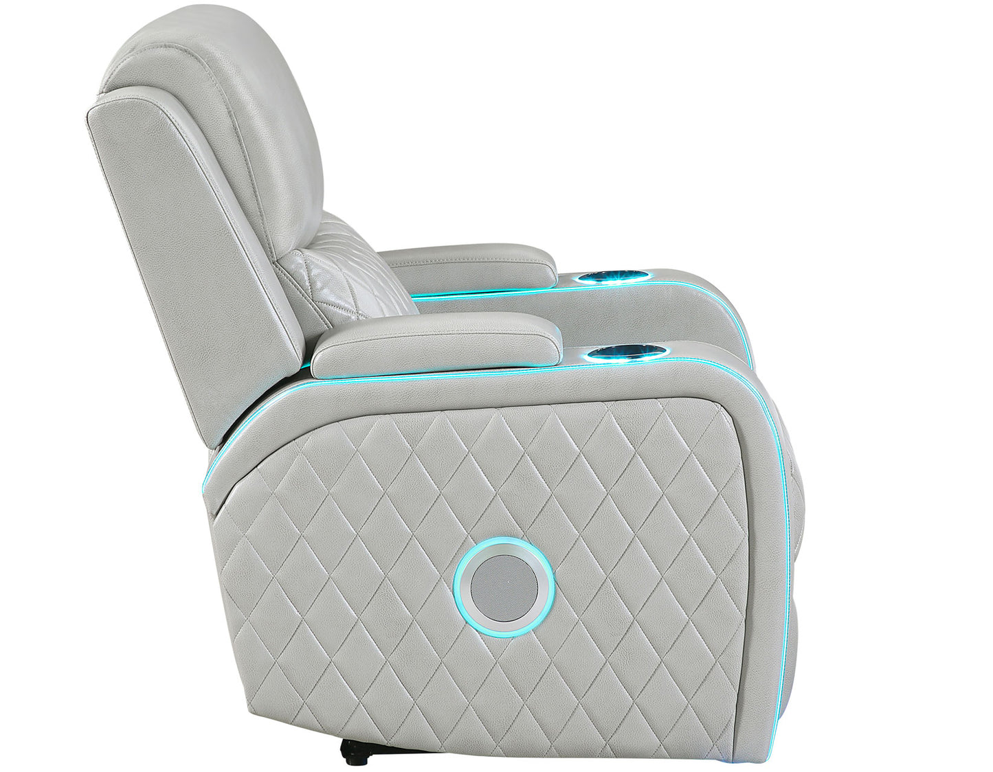 Luna Home Cinema Power Recliner, Ice Vegan Leather