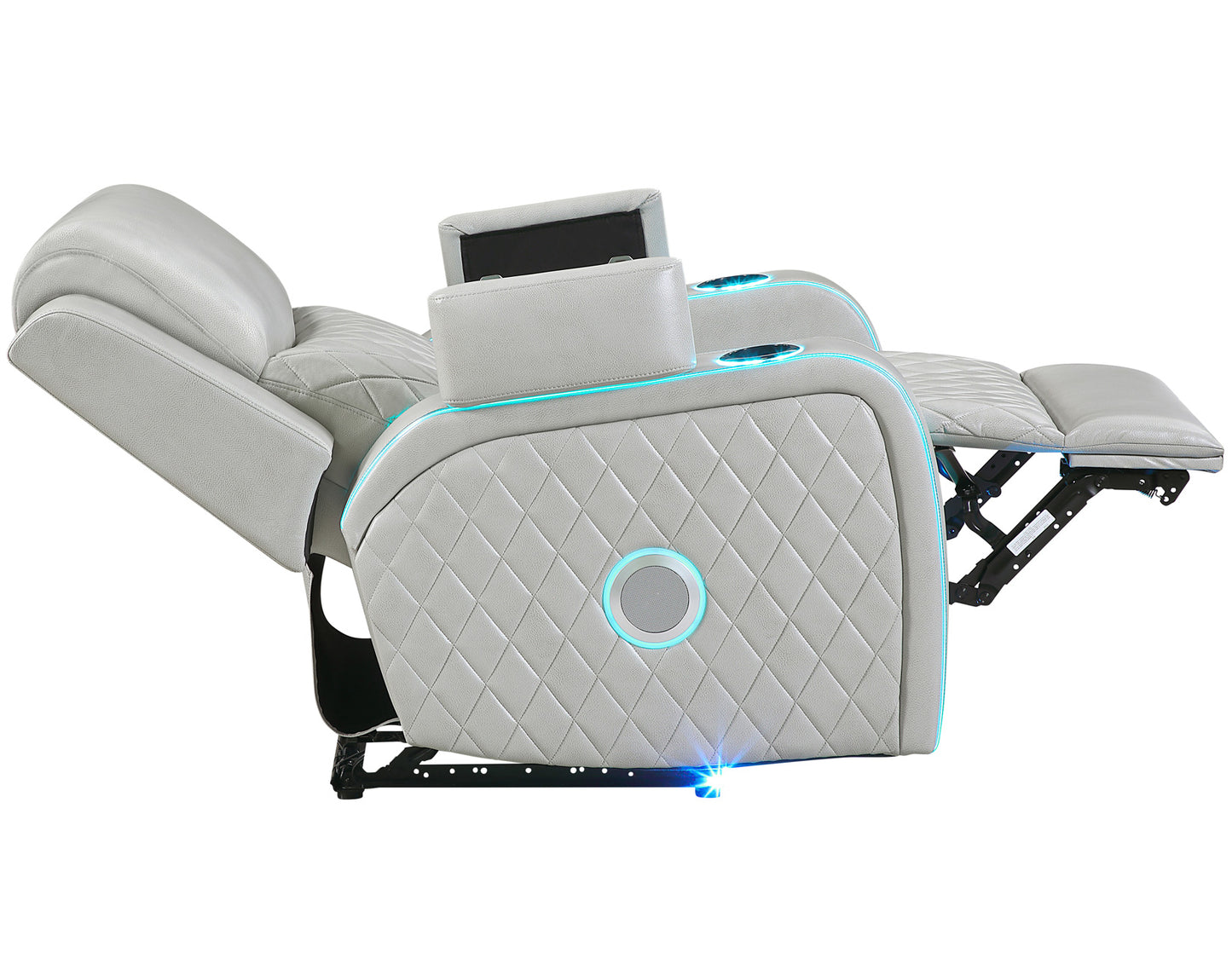 Luna Home Cinema Power Recliner, Ice Vegan Leather