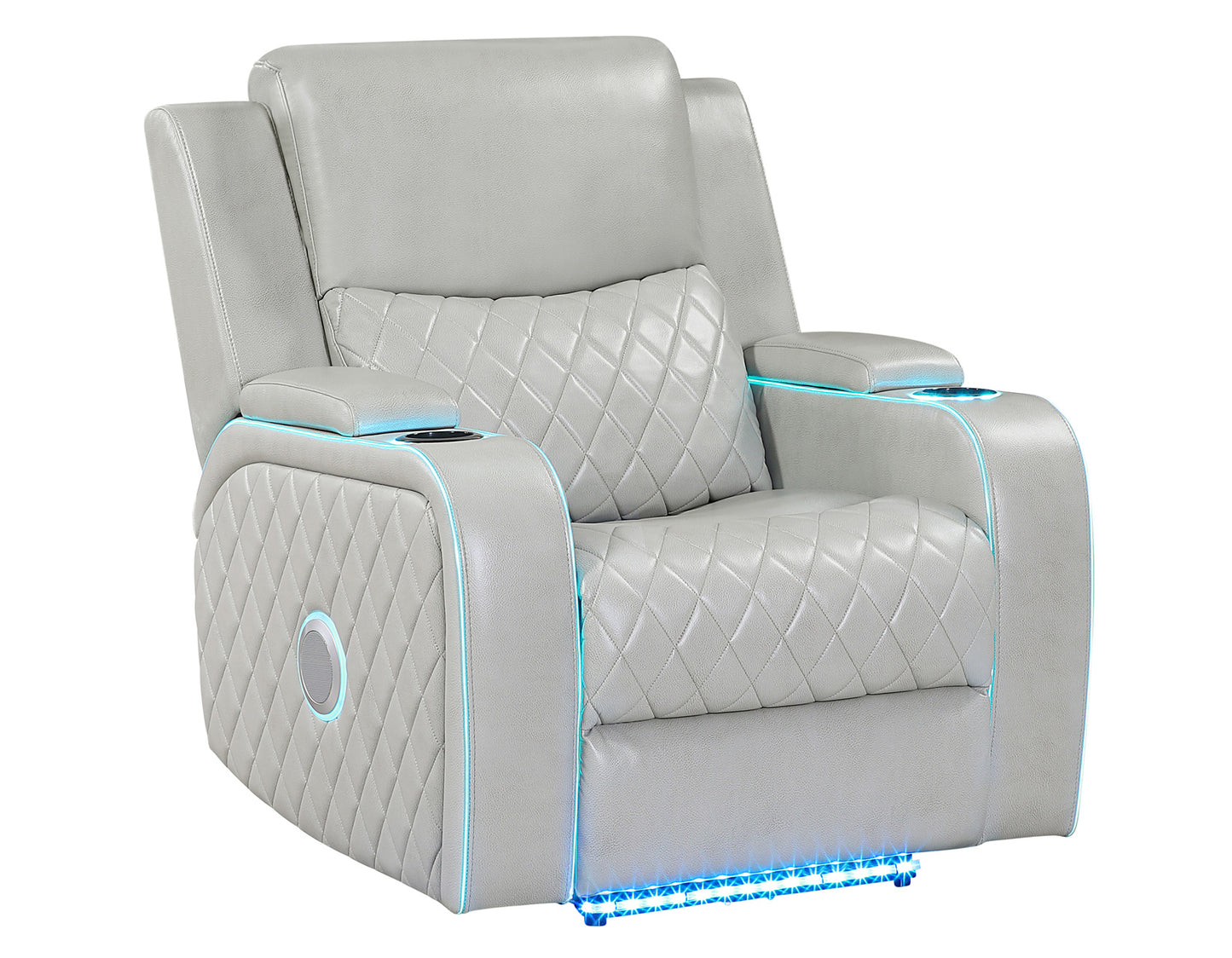 Luna Home Cinema Power Recliner, Ice Vegan Leather