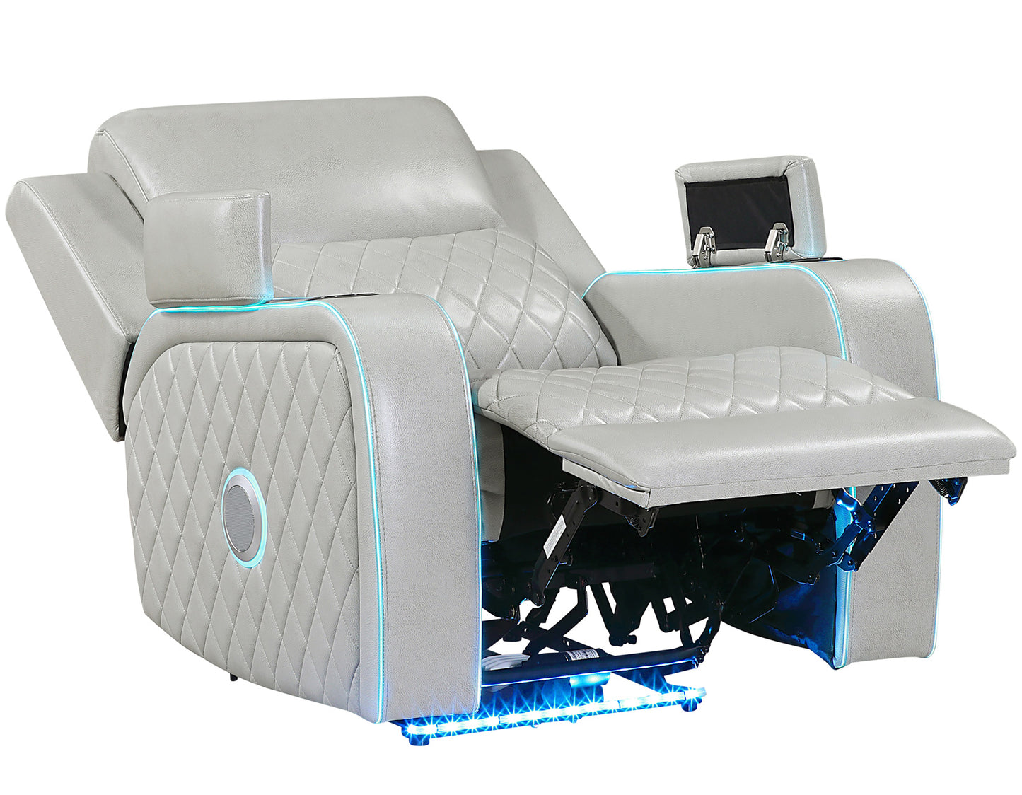 Luna Home Cinema Power Recliner, Ice Vegan Leather
