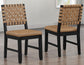 Reid Saddle Brown Vegan Leather Side Chair, Black Finish