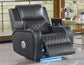 Luna Home Cinema Power Recliner, Charcoal Vegan Leather